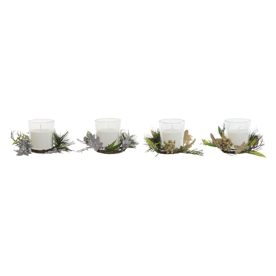 Lys DKD Home Decor Gylden Slvfarvet Jul 10 x 10 x 7 cm (2 enheder) #9