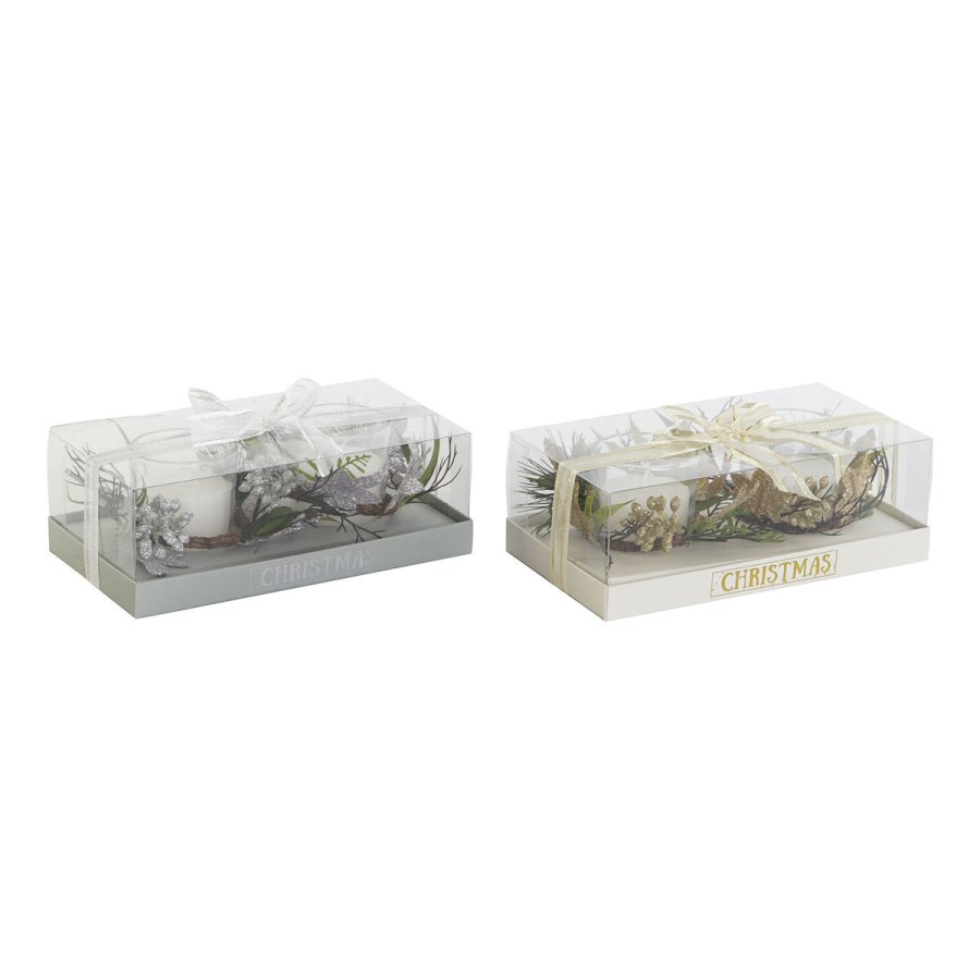 Lys DKD Home Decor Gylden Slvfarvet Jul 10 x 10 x 7 cm (2 enheder) #1