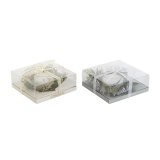 Stearinlys DKD Home Decor Gylden Slvfarvet Jul 21,5 x 21,5 x 8,5 cm (2 enheder) #1