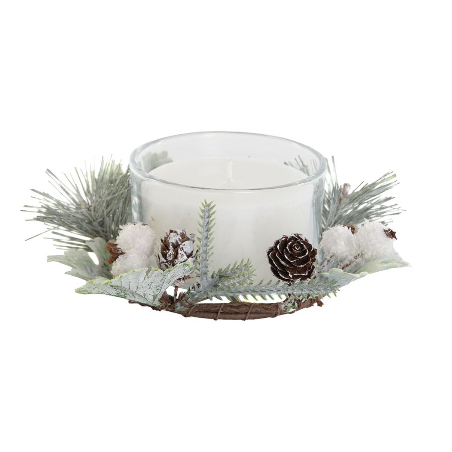 Stearinlys DKD Home Decor Hvid Jul 15 x 15 x 5.5 cm 13 x 13 x 5,5 cm #1