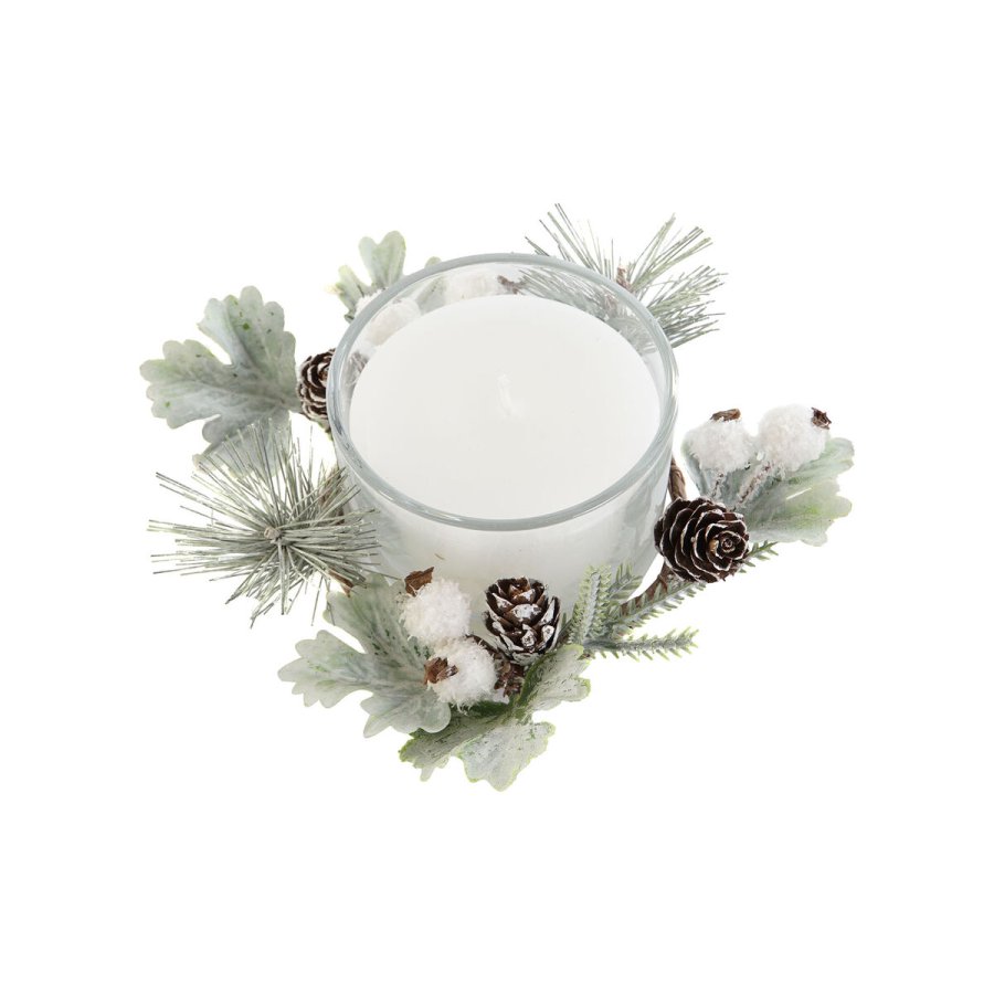 Stearinlys DKD Home Decor Hvid Jul 15 x 15 x 5.5 cm 13 x 13 x 5,5 cm #5