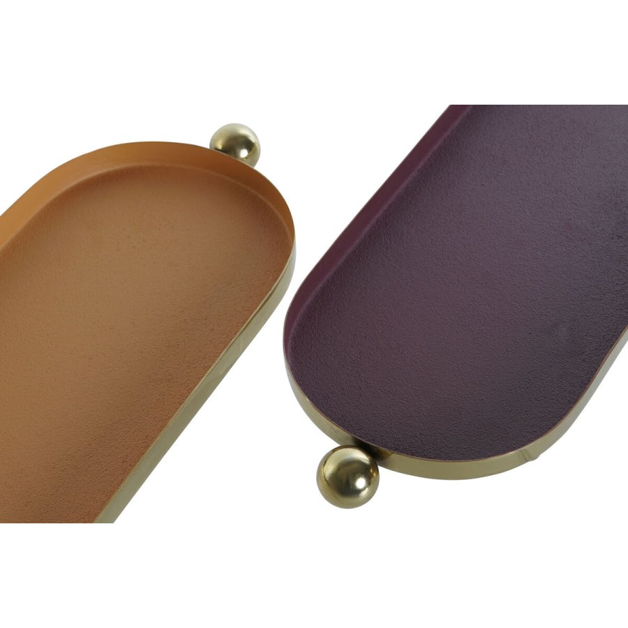 Borddekoration DKD Home Decor Orange Magenta Gylden Jern 35 x 13 x 3 cm (2 enheder) #2