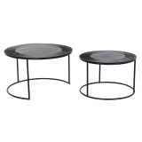 St med 2 borde DKD Home Decor Sort Metal Aluminium 76 x 76 x 44 cm #2