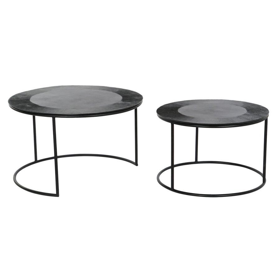 St med 2 borde DKD Home Decor Sort Metal Aluminium 76 x 76 x 44 cm #2