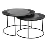 St med 2 borde DKD Home Decor Sort Metal Aluminium 76 x 76 x 44 cm #1