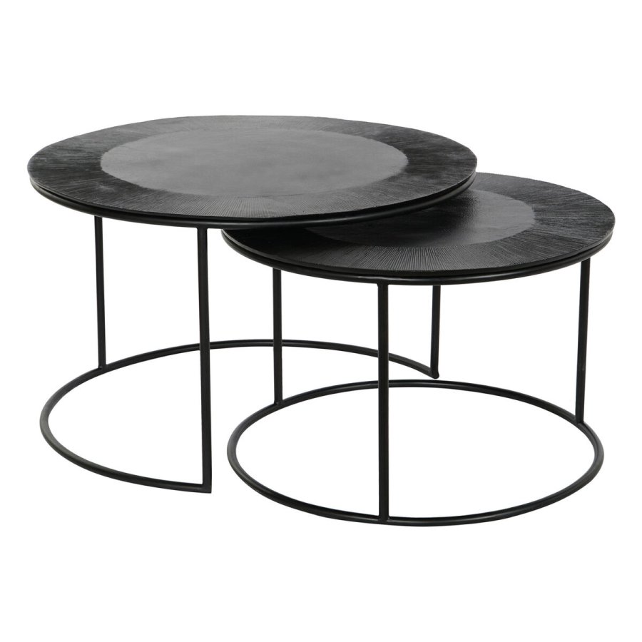 St med 2 borde DKD Home Decor Sort Metal Aluminium 76 x 76 x 44 cm #1