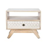 Natbord DKD Home Decor Hvid Natur Mangotr 55 x 35 x 45 cm #17
