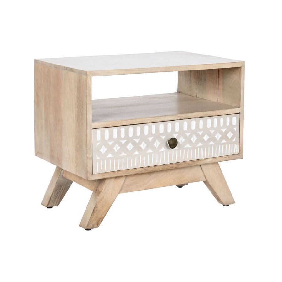 Natbord DKD Home Decor Hvid Natur Mangotr 55 x 35 x 45 cm #1