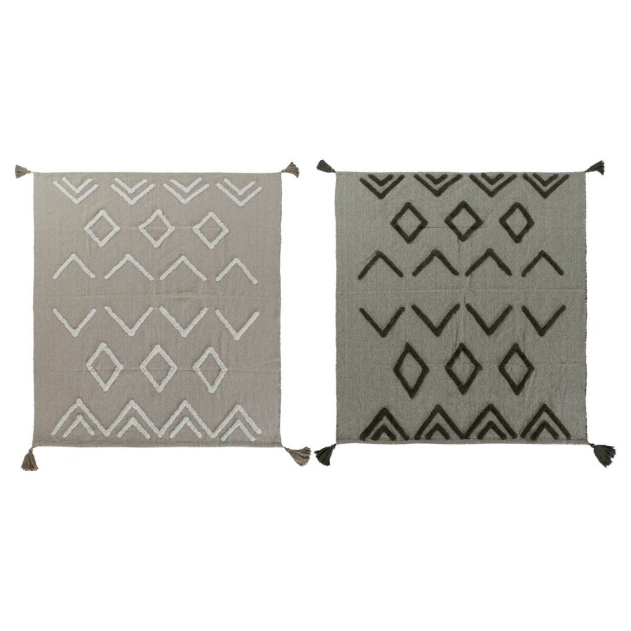 Colchas DKD Home Decor Hvid Grn Beige Mrk grn 130 x 170 x 0,5 cm (2 enheder) #1