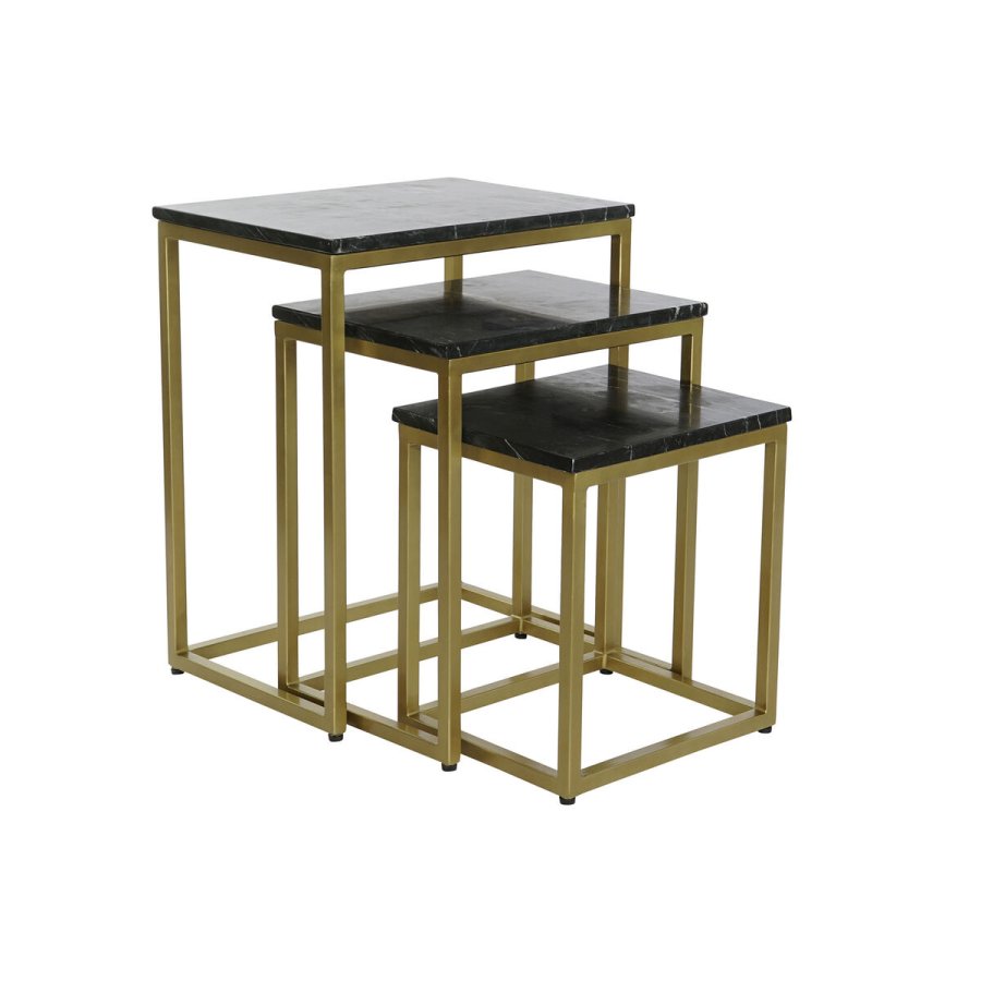 St med 3 borde DKD Home Decor Sort Gylden 50 x 35 x 60 cm #2
