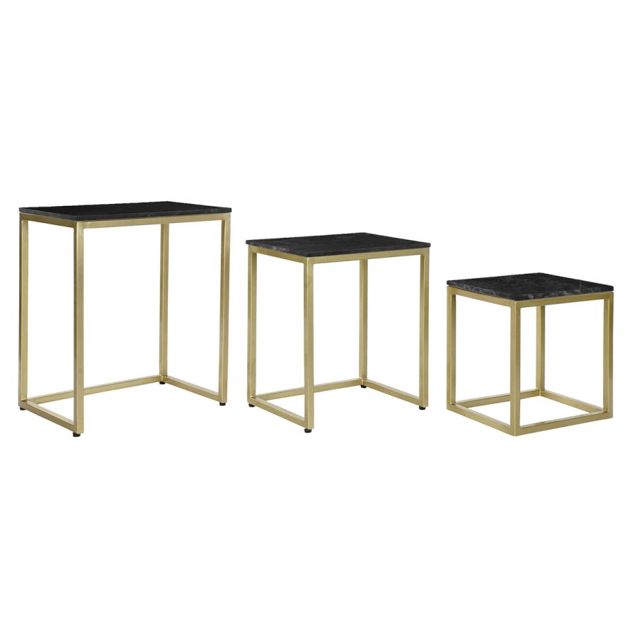 St med 3 borde DKD Home Decor Sort Gylden 50 x 35 x 60 cm #1