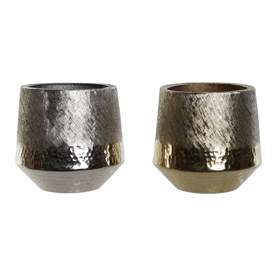 Borddekoration DKD Home Decor Gylden Slvfarvet Aluminium 19 x 19 x 20 cm (2 enheder) #1