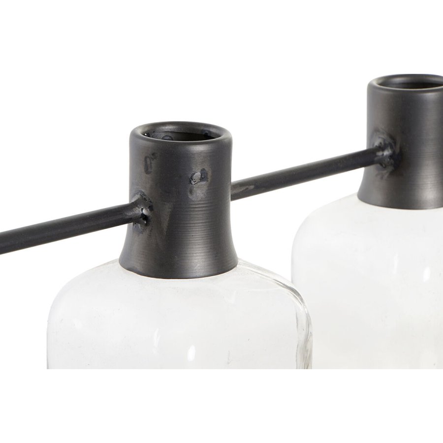 Vase DKD Home Decor Sort Natur Metal Krystal Paulonia tr 49 x 11 x 27 cm (3 Dele) #2