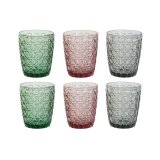 Glasst DKD Home Decor Grn Gr Pink Krystal Med relief 240 ml (6 enheder) #1
