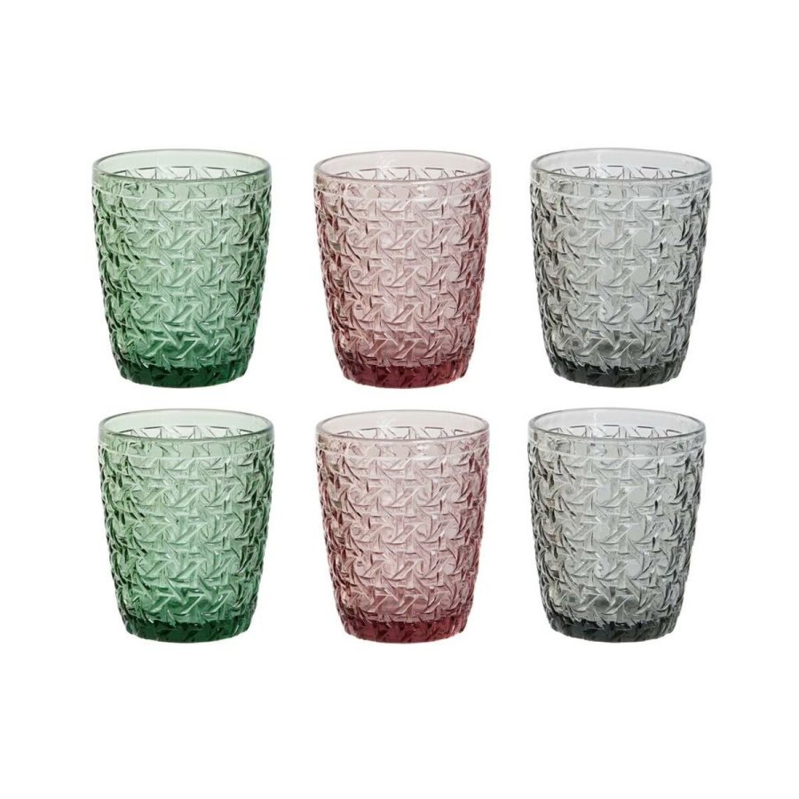 Glasst DKD Home Decor Grn Gr Pink Krystal Med relief 240 ml (6 enheder) #1