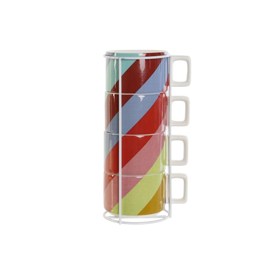 Dele kaffekopst DKD Home Decor Hvid Multifarvet Lys brun Metal Bambus Dolomite 260 ml #10