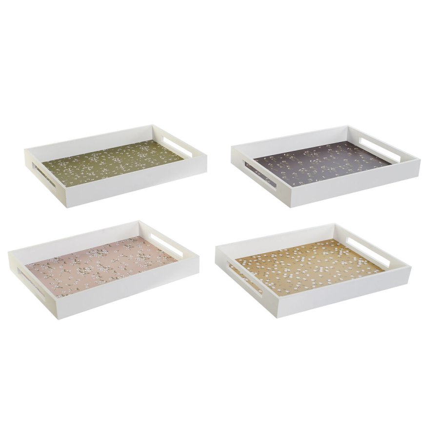 Bakke DKD Home Decor Grn Sennep Mrkebrun Lyserd Tr MDF 40 x 30 x 5 cm (4 enheder) #1