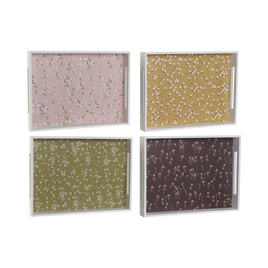 Bakke DKD Home Decor Grn Sennep Mrkebrun Lyserd Tr MDF 40 x 30 x 5 cm (4 enheder) #7