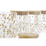 Blik DKD Home Decor Bambus Borosilikatglas Shabby Chic 700 ml 10 x 10 x 12,5 cm (4 enheder) #7