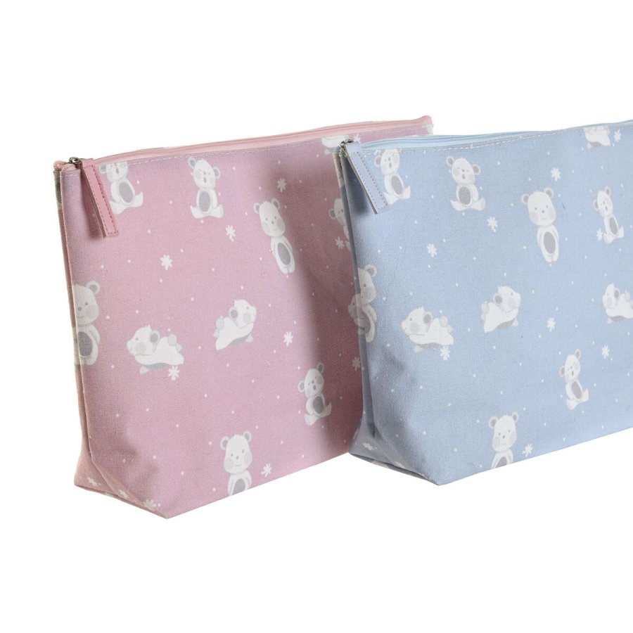 Rejsetoilettaske DKD Home Decor Bl Pink polialgodon osos 33 x 8 x 21 cm (2 enheder) #2
