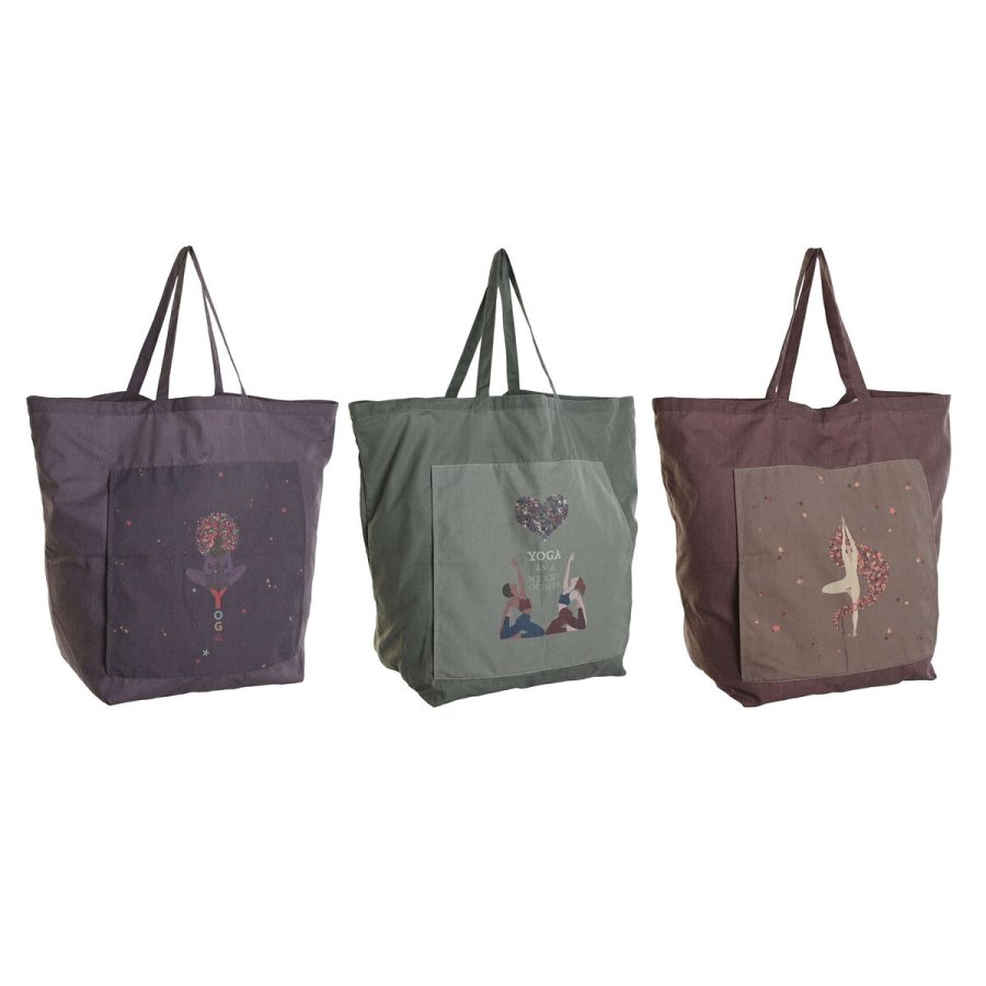 Tekstil pose DKD Home Decor Brun Grn Bourgogne Lrred 68 x 30 x 55 cm (3 enheder) #1