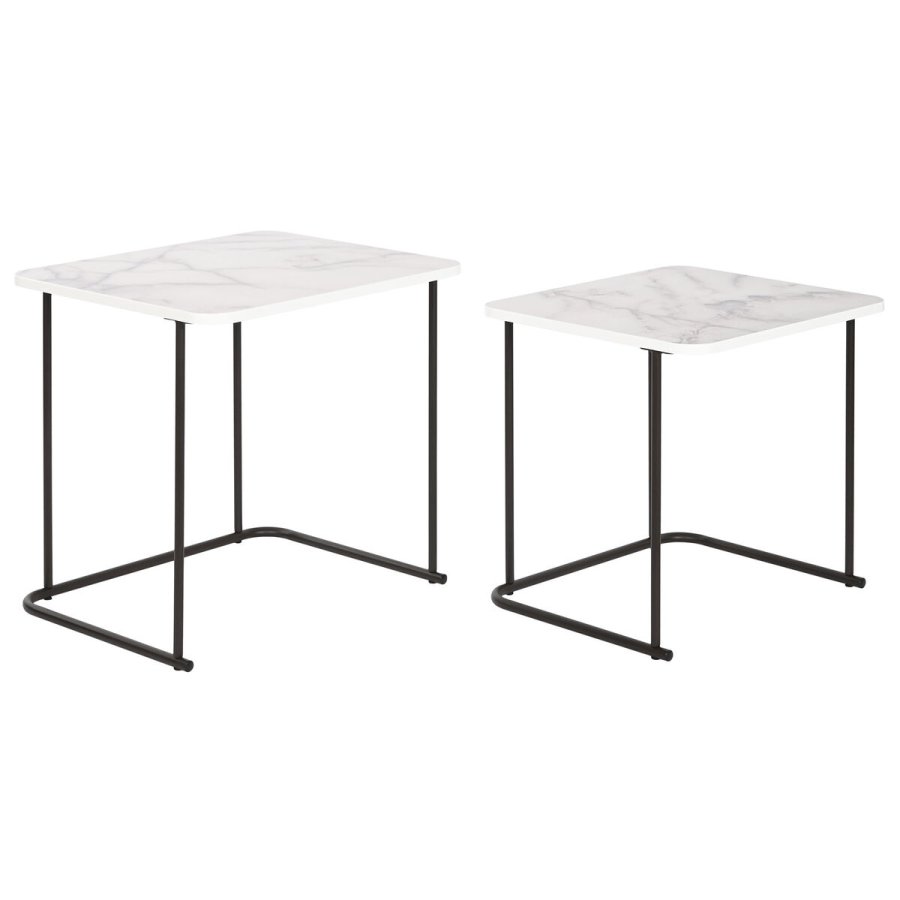 St med 2 borde DKD Home Decor Hvid Sort 51 x 43 x 49 cm #3