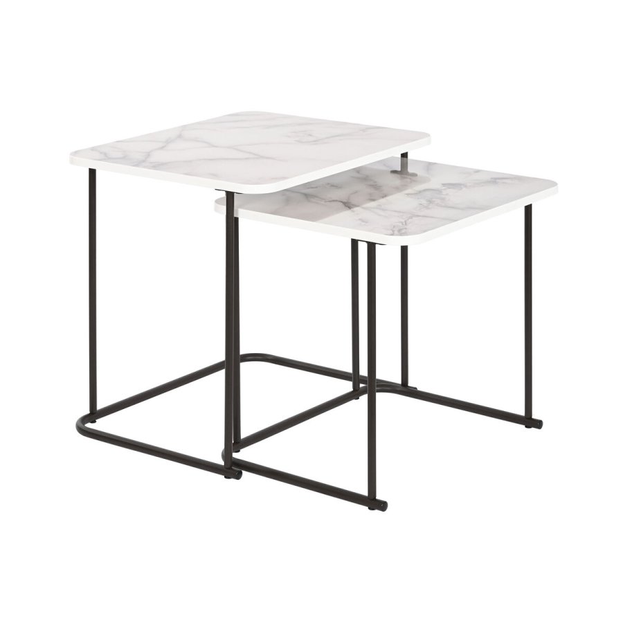 St med 2 borde DKD Home Decor Hvid Sort 51 x 43 x 49 cm #1