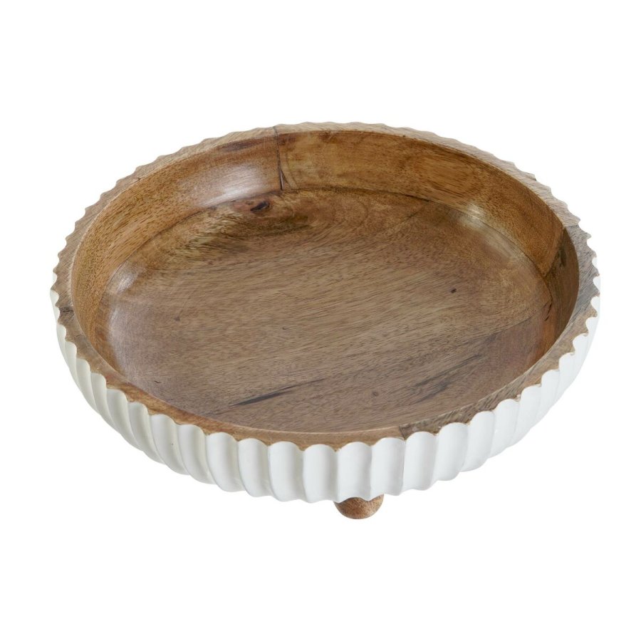 Borddekoration DKD Home Decor Hvid Mrkebrun Mangotr 25 x 25 x 9 cm #2