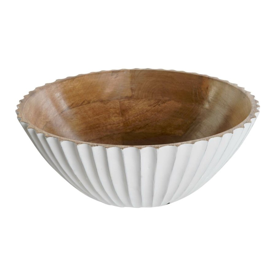 Salatskl DKD Home Decor Hvid Natur Mangotr 30 x 30 x 12 cm #1