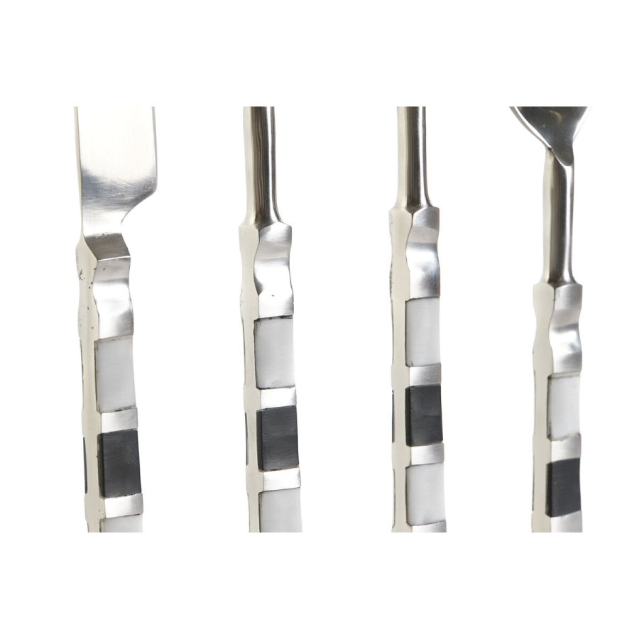 Bestik DKD Home Decor Sort S�lvfarvet Harpiks Rustfrit st�l 4,5 x 1,5 x 22 cm 16 Dele #2