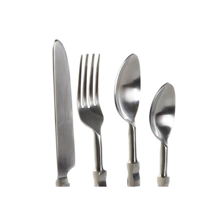 Bestik DKD Home Decor Sort S�lvfarvet Harpiks Rustfrit st�l 4,5 x 1,5 x 22 cm 16 Dele #3