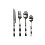 Bestik DKD Home Decor Sort S�lvfarvet Harpiks Rustfrit st�l 4,5 x 1,5 x 22 cm 16 Dele #1