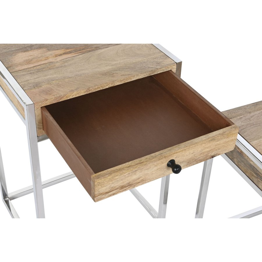 St med 2 borde Home ESPRIT Brun Slvfarvet Natur Stl Mangotr 45,5 x 41 x 66,5 cm #3