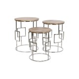 St med 3 borde Home ESPRIT Brun Slvfarvet Natur Stl Mangotr 49,5 x 49,5 x 62 cm #5