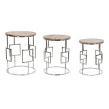 St med 3 borde Home ESPRIT Brun Slvfarvet Natur Stl Mangotr 49,5 x 49,5 x 62 cm #1
