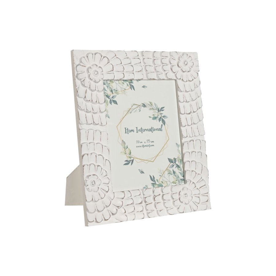 Fotoramme Home ESPRIT Hvid Krystal Tr MDF 37 x 1,5 x 37 cm #1