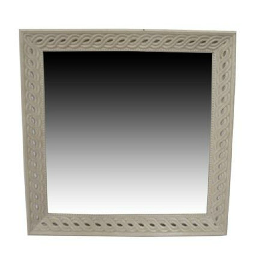 Vgspejl Home ESPRIT Hvid Natur Mangotr Romantisk 92 x 6 x 92 cm #1