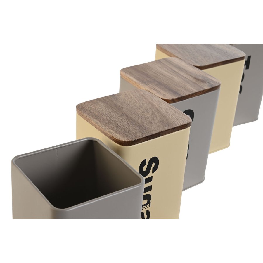 Blik Home ESPRIT Beige Gr Mrkebrun Metal Bambus 10 x 10 x 14,5 cm (6 enheder) #4