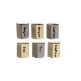 Blik Home ESPRIT Beige Gr Mrkebrun Metal Bambus 10 x 10 x 14,5 cm (6 enheder) #1