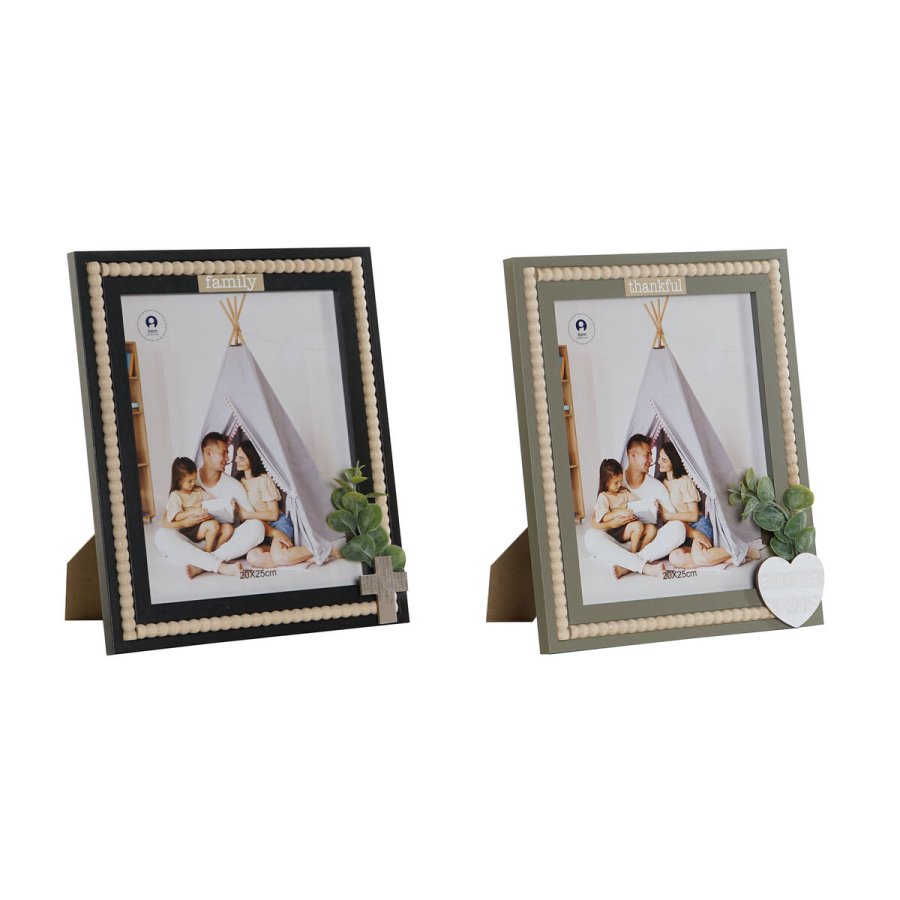 Fotoramme Home ESPRIT Sort Grn Natur Krystal Tr MDF Skandinavisk 26,5 x 2 x 31,5 cm (2 enheder) #1