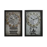 Vgur Home ESPRIT Gul Hvid Sort Gr Metal Krystal Vintage 27,5 x 6,5 x 40,5 cm (2 enheder) #1