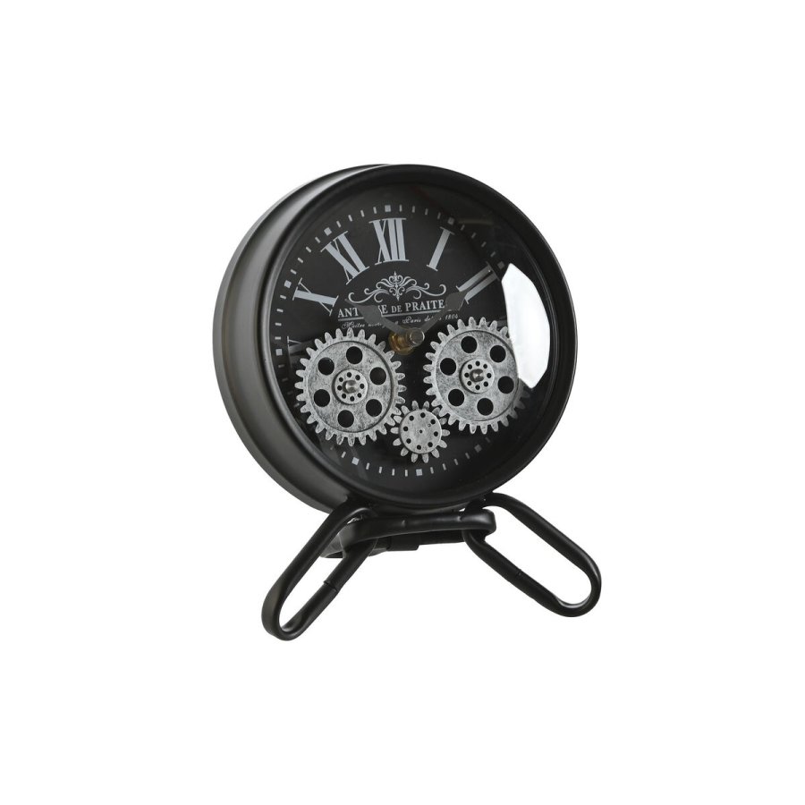 Namizna ura Home ESPRIT Sort Slvfarvet Metal Krystal 16,5 x 11 x 21 cm #1
