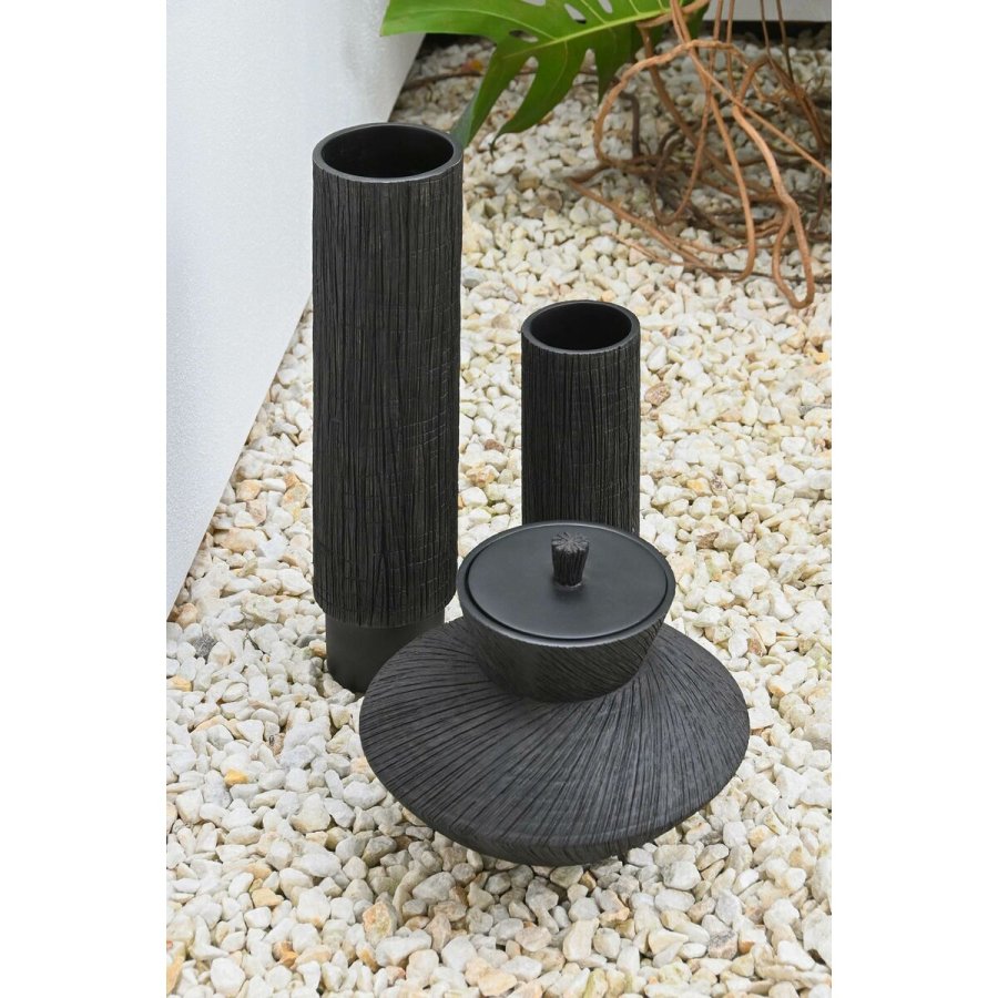 Vase Home ESPRIT Sort Harpiks 10 x 10 x 30 cm (12 enheder) #2