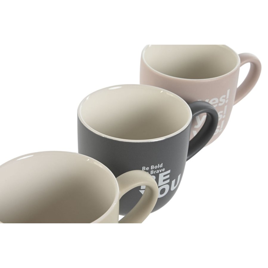 4 Dele krusst Home ESPRIT Gul Beige Gr Pink Porceln 410 ml 13 x 9 x 9,4 cm #7