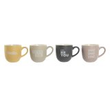 4 Dele krusst Home ESPRIT Gul Beige Gr Pink Porceln 410 ml 13 x 9 x 9,4 cm #1