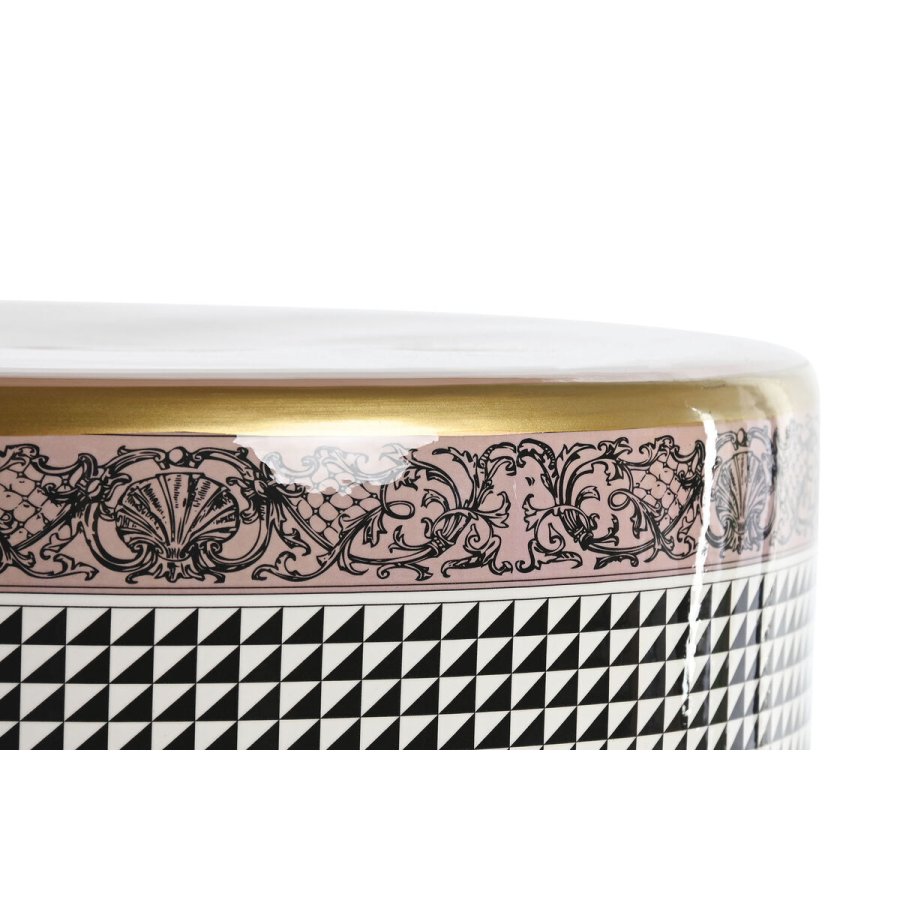 Sofabord Home ESPRIT Hvid Sort Gylden Fersken Porcel�n 33 x 33 x 42 cm #2