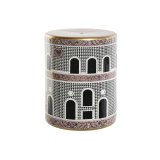 Sofabord Home ESPRIT Hvid Sort Gylden Fersken Porcel�n 33 x 33 x 42 cm #3