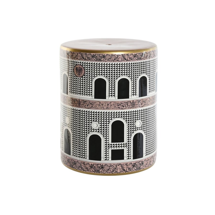 Sofabord Home ESPRIT Hvid Sort Gylden Fersken Porcel�n 33 x 33 x 42 cm #3