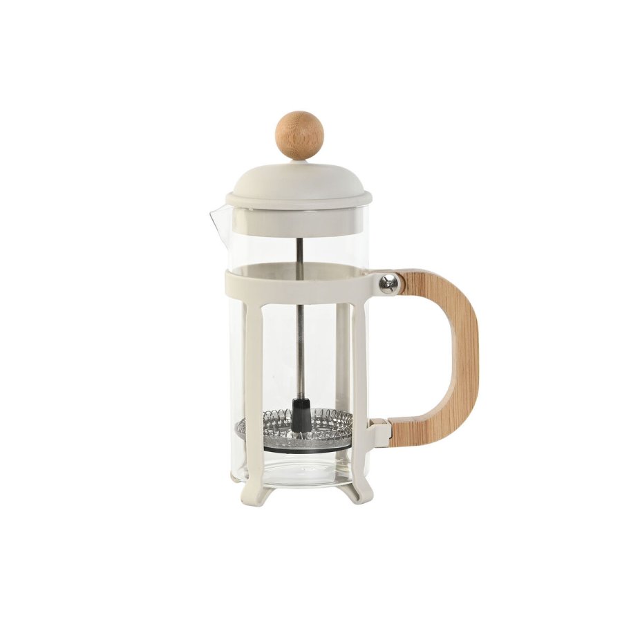 Kaffekande med stempel Home ESPRIT Hvid Natur Rustfrit stl polypropylen 350 ml 13 x 8 x 19 cm #1
