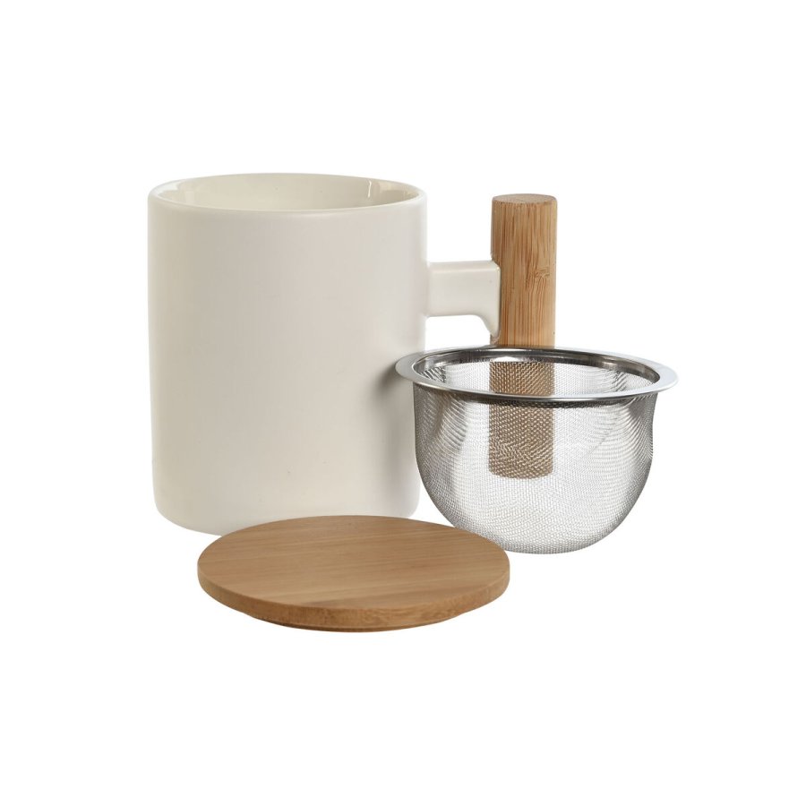 Krus med infusionsfilter Home ESPRIT Hvid Rustfrit stl Porceln 360 ml #4